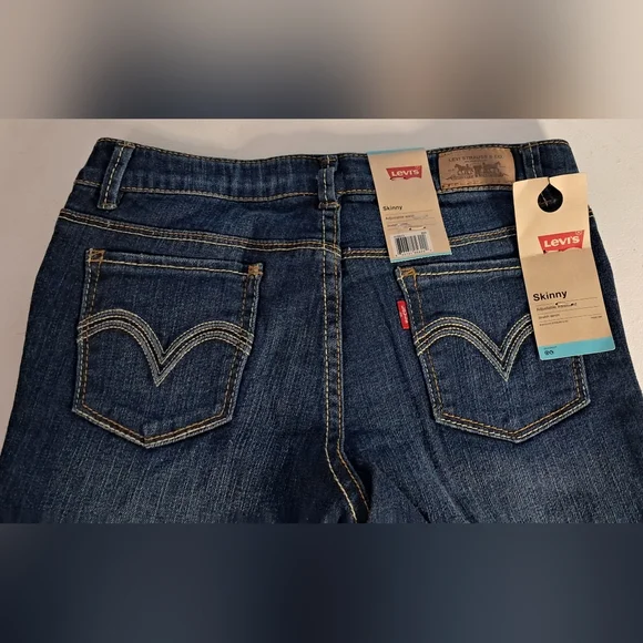 Levi's Skinny Adjustable Waist Stretch Denim Jeans Kids Girls Sz 12 NWT - Picture 7 of 10